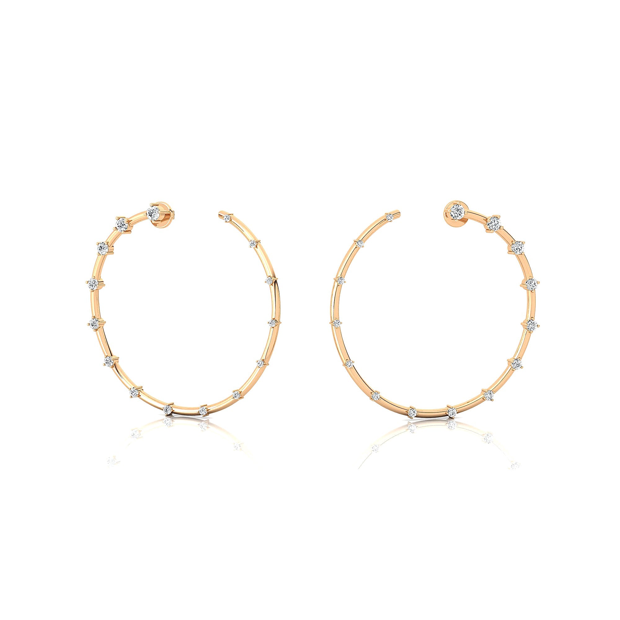 Circular Diamond Distant Diamond Hoop Earrings - GeumJewels