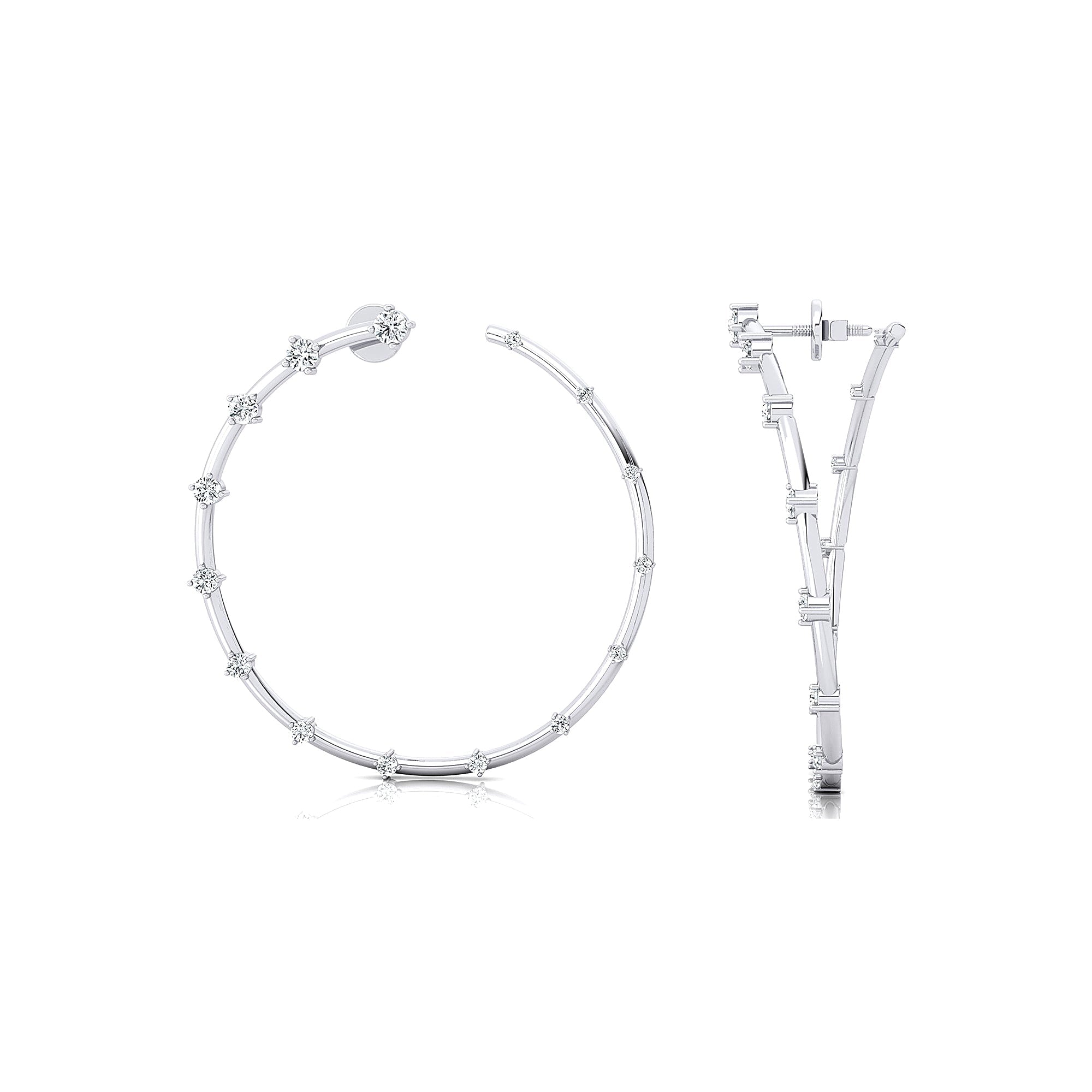Circular Diamond Distant Diamond Hoop Earrings - GeumJewels