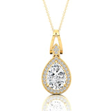 Classic Teardrop Shaped Lab Diamond Halo Diamond Dangle Pendant - GeumJewels