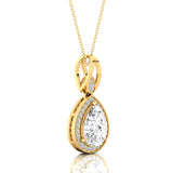 Classic Teardrop Shaped Lab Diamond Halo Diamond Dangle Pendant - GeumJewels