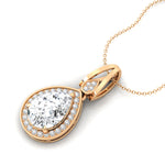 Classic Teardrop Shaped Lab Diamond Halo Diamond Dangle Pendant - GeumJewels