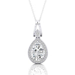 Classic Teardrop Shaped Lab Diamond Halo Diamond Dangle Pendant - GeumJewels