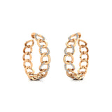Dainty Cuban Alternate Diamond Gold Earrings - GeumJewels