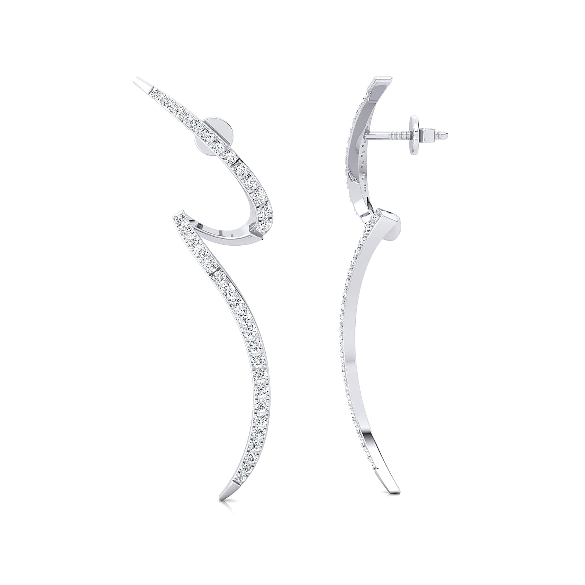 Designer Diamond Inverted S Earrings - GeumJewels