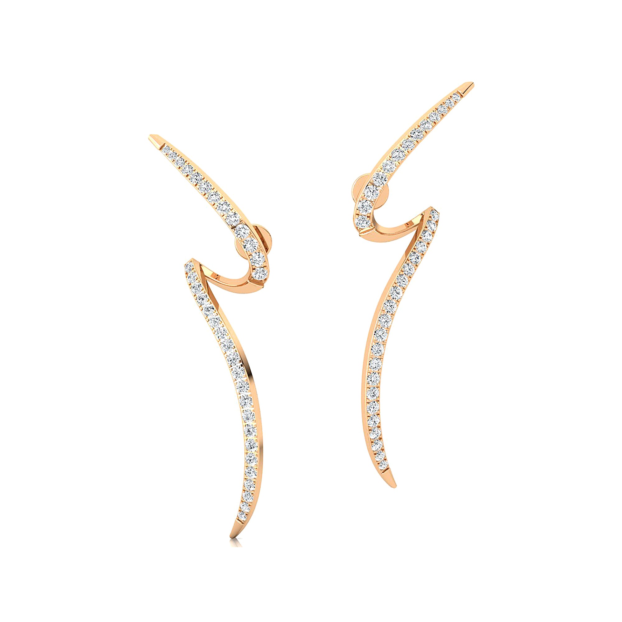 Designer Diamond Inverted S Earrings - GeumJewels