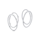 Double Circular Round Diamond Gold Earrings - GeumJewels