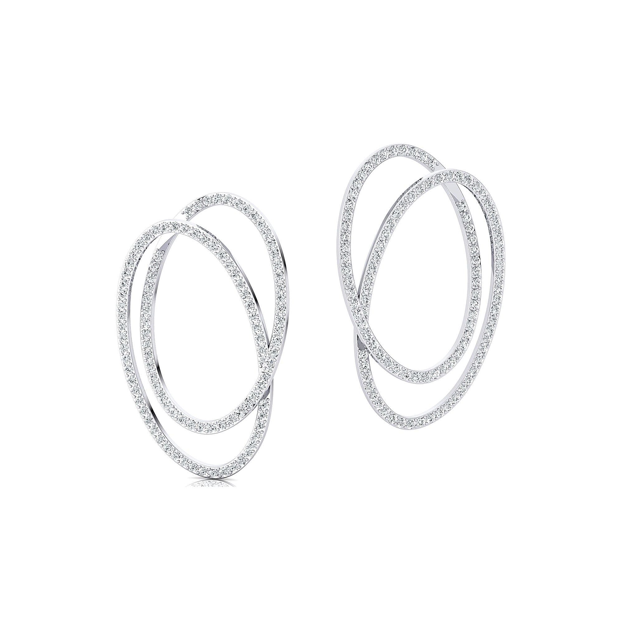 Double Circular Round Diamond Gold Earrings - GeumJewels