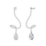 Elegant Lab Diamond Spiral Teardrop Diamond Drop Earrings - GeumJewels