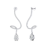 Elegant Lab Diamond Spiral Teardrop Diamond Drop Earrings - GeumJewels