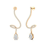Elegant Lab Diamond Spiral Teardrop Diamond Drop Earrings - GeumJewels