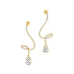Elegant Lab Diamond Spiral Teardrop Diamond Drop Earrings - GeumJewels