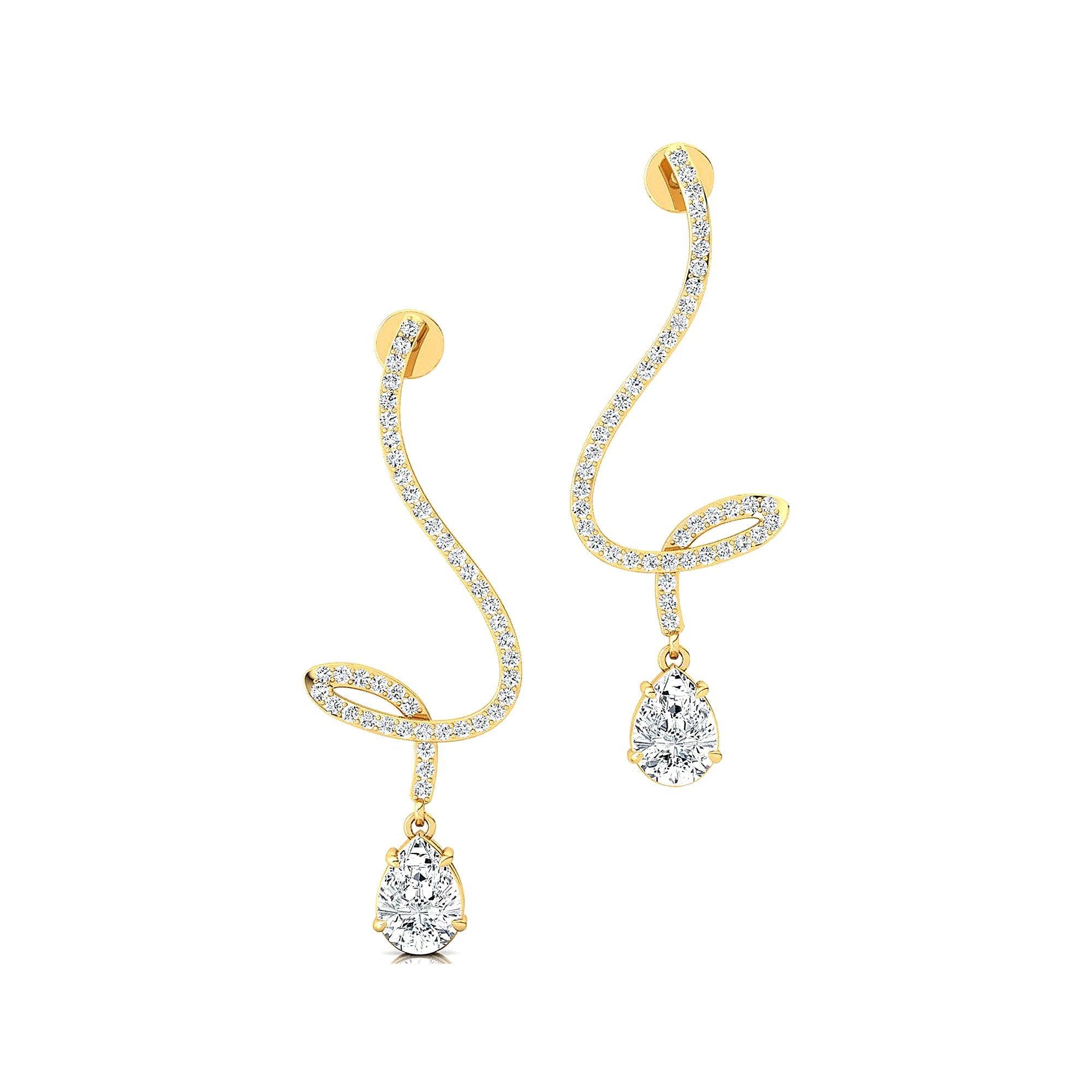 Elegant Lab Diamond Spiral Teardrop Diamond Drop Earrings - GeumJewels