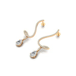 Elegant Lab Diamond Spiral Teardrop Diamond Drop Earrings - GeumJewels