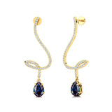 Elegant Spiral Teardrop Alexandrite Diamond Drop Earrings - GeumJewels