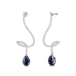 Elegant Spiral Teardrop Alexandrite Diamond Drop Earrings - GeumJewels