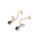 Elegant Spiral Teardrop Alexandrite Diamond Drop Earrings - GeumJewels