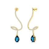 Elegant Spiral Teardrop London Blue Topaz Diamond Drop Earrings - GeumJewels