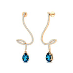 Elegant Spiral Teardrop London Blue Topaz Diamond Drop Earrings - GeumJewels