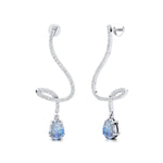 Elegant Spiral Teardrop Moonstone Diamond Drop Earrings - GeumJewels