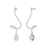Elegant Spiral Teardrop Morganite Diamond Drop Earrings - GeumJewels