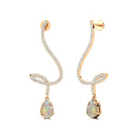Elegant Spiral Teardrop Opal Diamond Drop Earrings - GeumJewels