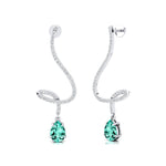 Elegant Spiral Teardrop Paraiba Tourmaline Diamond Drop Earrings - GeumJewels