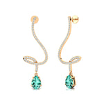 Elegant Spiral Teardrop Paraiba Tourmaline Diamond Drop Earrings - GeumJewels