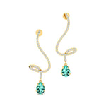 Elegant Spiral Teardrop Paraiba Tourmaline Diamond Drop Earrings - GeumJewels