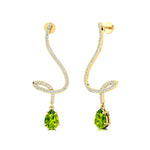 Elegant Spiral Teardrop Peridot Diamond Drop Earrings - GeumJewels