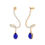 Elegant Spiral Teardrop Tanzanite Diamond Drop Earrings - GeumJewels