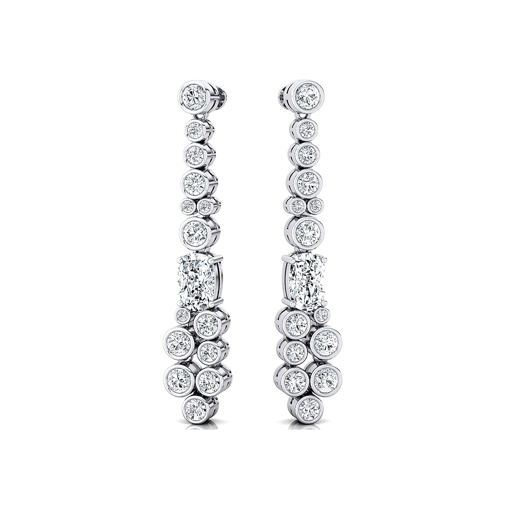 Elongated Cushion Lab Diamond Bezel Set Diamond Drop Earrings - GeumJewels