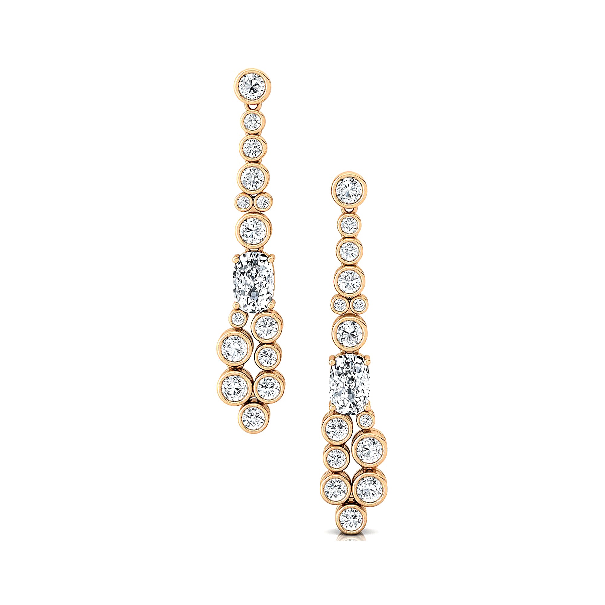 Elongated Cushion Lab Diamond Bezel Set Diamond Drop Earrings - GeumJewels