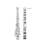 Elongated Cushion Lab Diamond Bezel Set Diamond Drop Earrings - GeumJewels