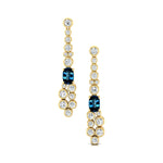 Elongated Cushion London Blue Topaz Bezel Set Diamond Drop Earrings - GeumJewels