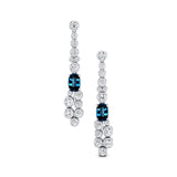 Elongated Cushion London Blue Topaz Bezel Set Diamond Drop Earrings - GeumJewels