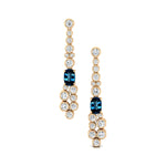Elongated Cushion London Blue Topaz Bezel Set Diamond Drop Earrings - GeumJewels