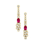 Elongated Cushion Pink Sapphire Bezel Set Diamond Drop Earrings - GeumJewels