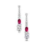 Elongated Cushion Pink Sapphire Bezel Set Diamond Drop Earrings - GeumJewels