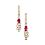 Elongated Cushion Pink Sapphire Bezel Set Diamond Drop Earrings - GeumJewels