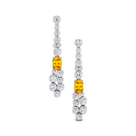 Elongated Cushion Yellow Sapphire Bezel Set Diamond Drop Earrings - GeumJewels
