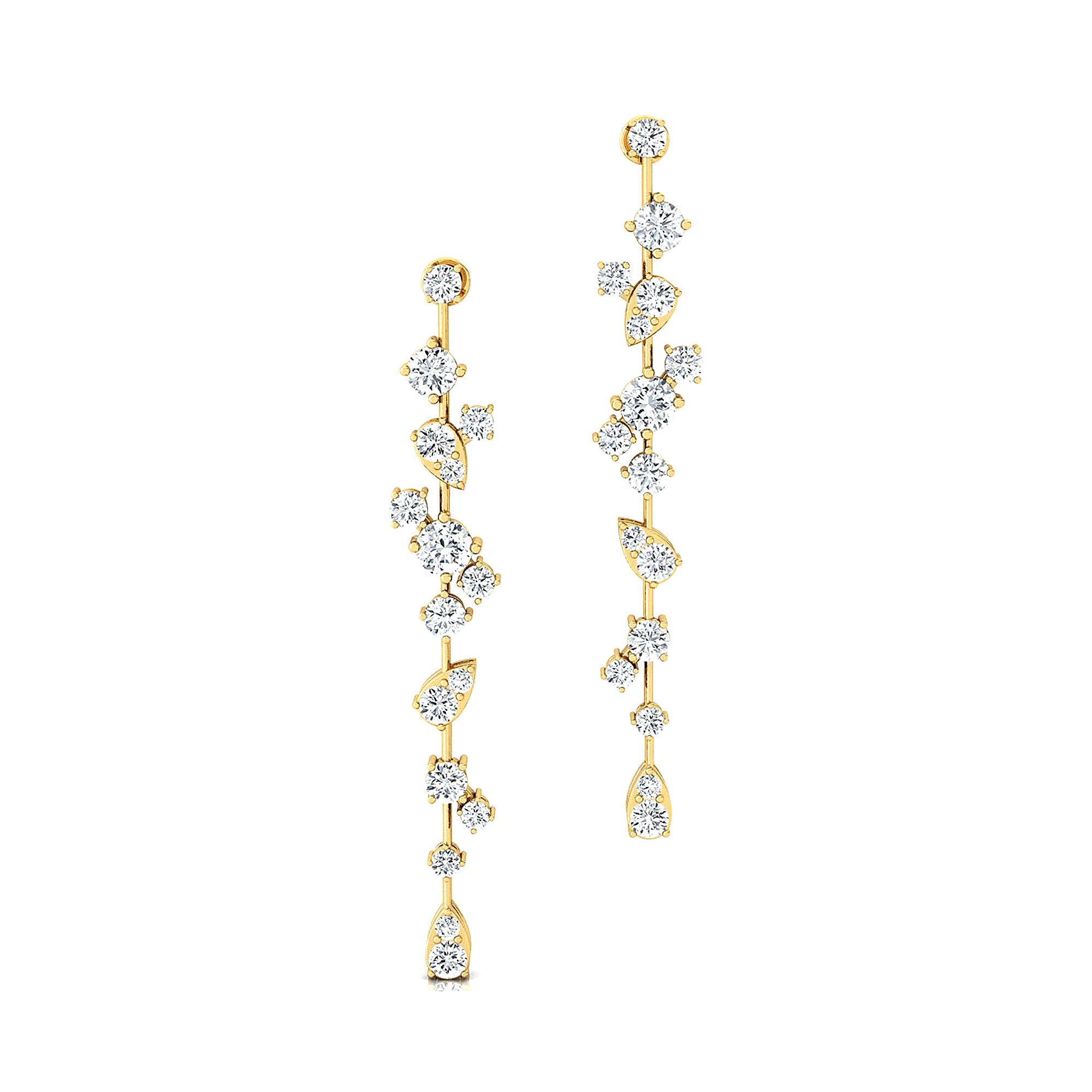 Fancy Diamond Cluster Drop Earrings - GeumJewels