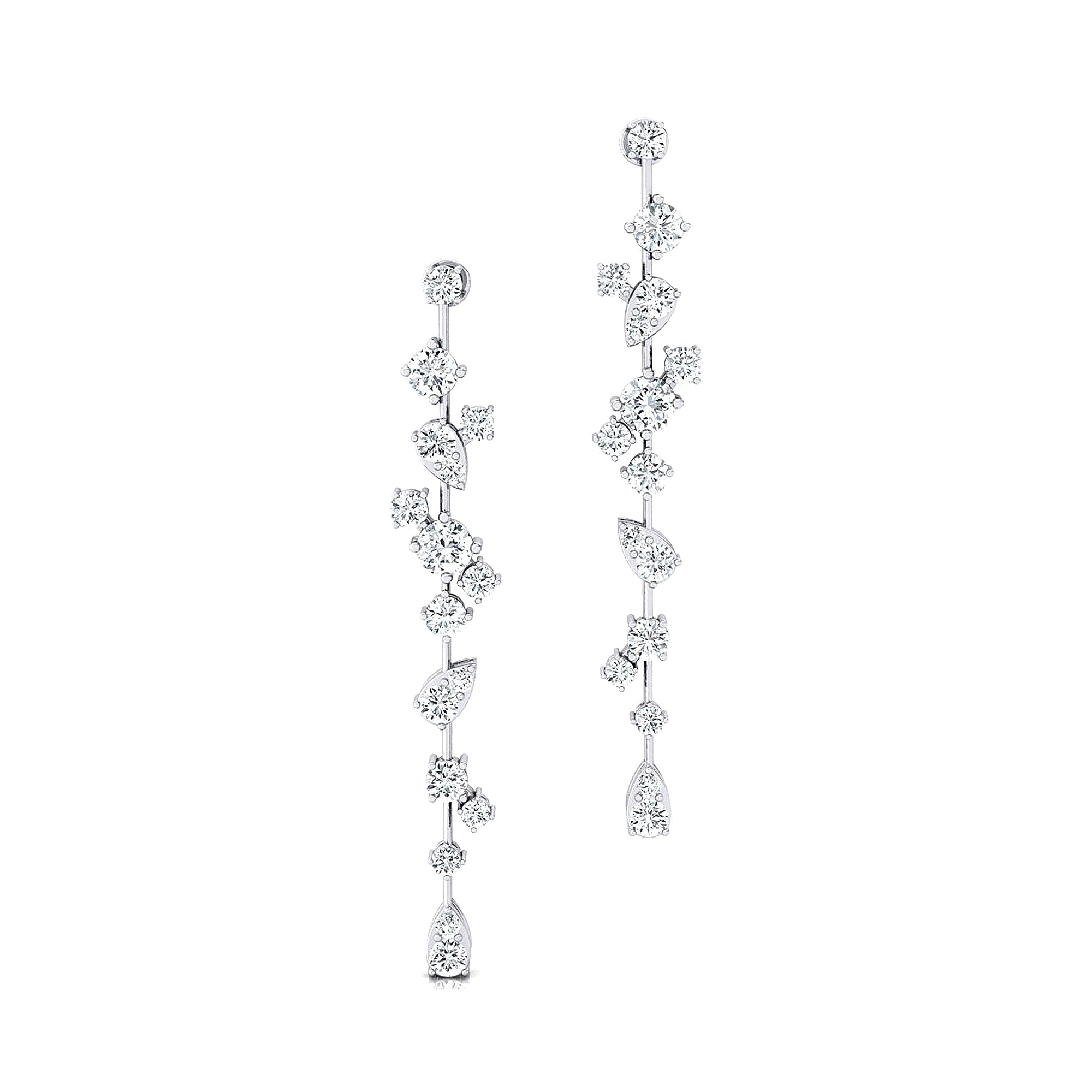 Fancy Diamond Cluster Drop Earrings - GeumJewels