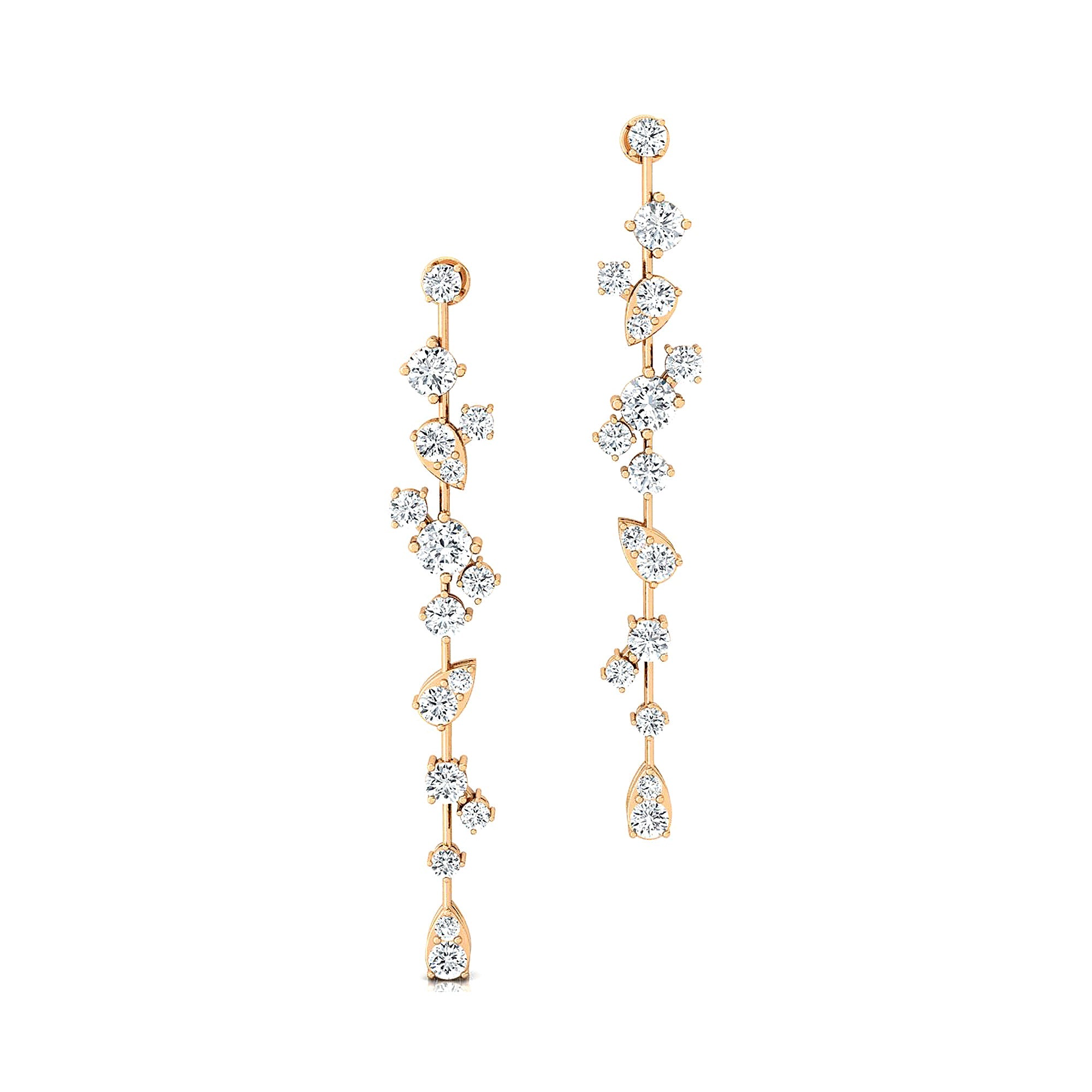 Fancy Diamond Cluster Drop Earrings - GeumJewels