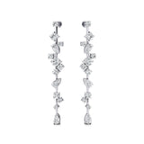Fancy Diamond Cluster Drop Earrings - GeumJewels