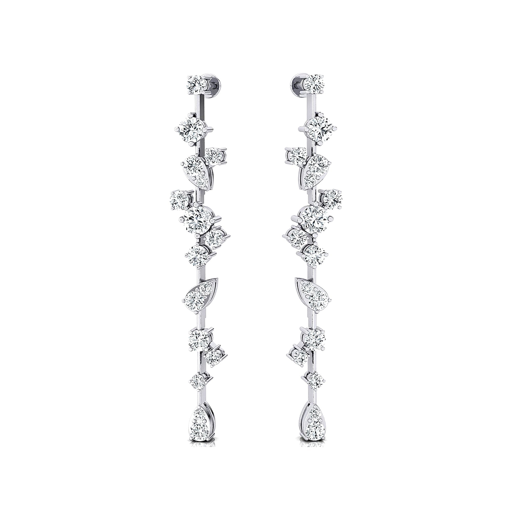 Fancy Diamond Cluster Drop Earrings - GeumJewels