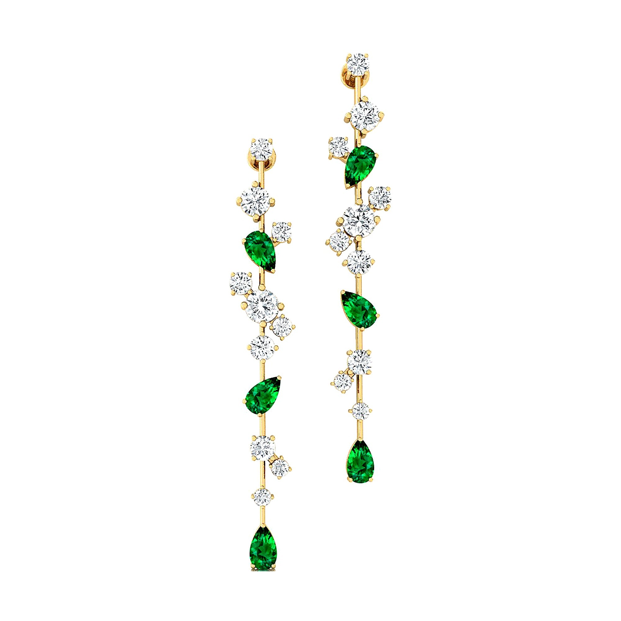 Fancy Emerald Cluster Drop Earrings - GeumJewels