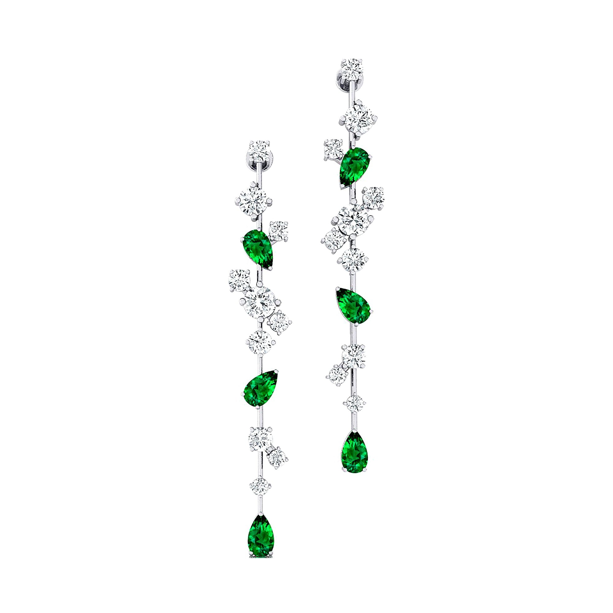 Fancy Emerald Cluster Drop Earrings - GeumJewels