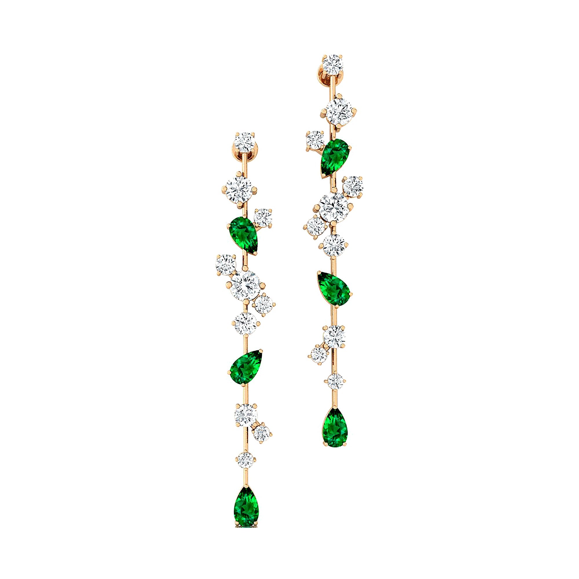 Fancy Emerald Cluster Drop Earrings - GeumJewels