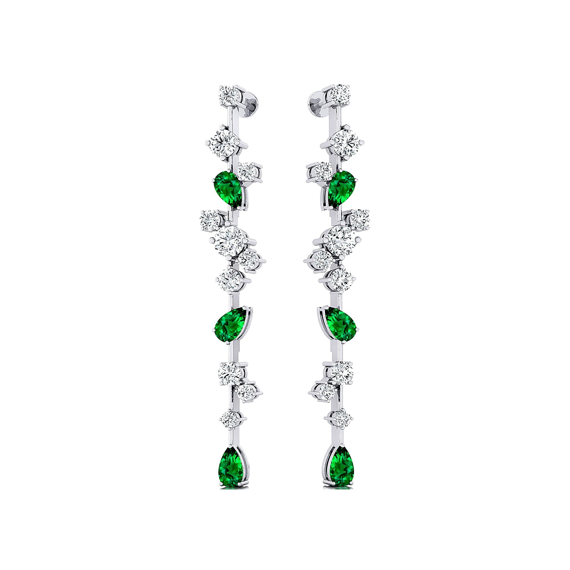 Fancy Emerald Cluster Drop Earrings - GeumJewels