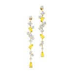 Fancy Yellow Sapphire Cluster Drop Earrings - GeumJewels
